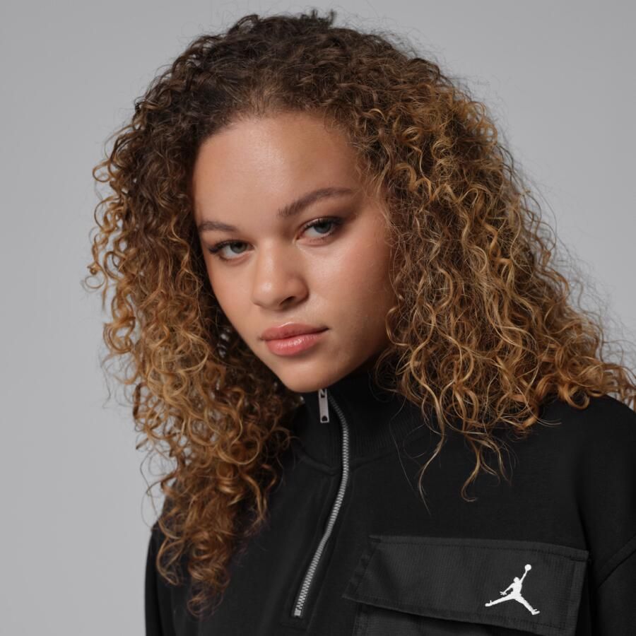 Jordan Brooklyn Fleece Hike Mike damestop met korte rits Zwart - Foto 2