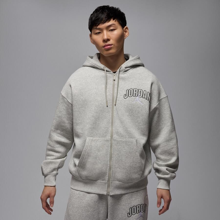 Jordan Brooklyn Fleece oversized hoodie met rits over de hele lengte voor heren Grijs - Foto 4