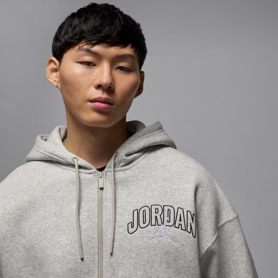Jordan Brooklyn Fleece oversized hoodie met rits over de hele lengte voor heren Grijs - Foto 2