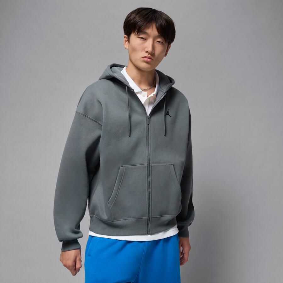 Jordan Brooklyn Fleece oversized hoodie met rits over de hele lengte voor heren Grijs - Foto 4