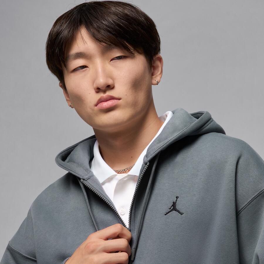 Jordan Brooklyn Fleece oversized hoodie met rits over de hele lengte voor heren Grijs - Foto 2