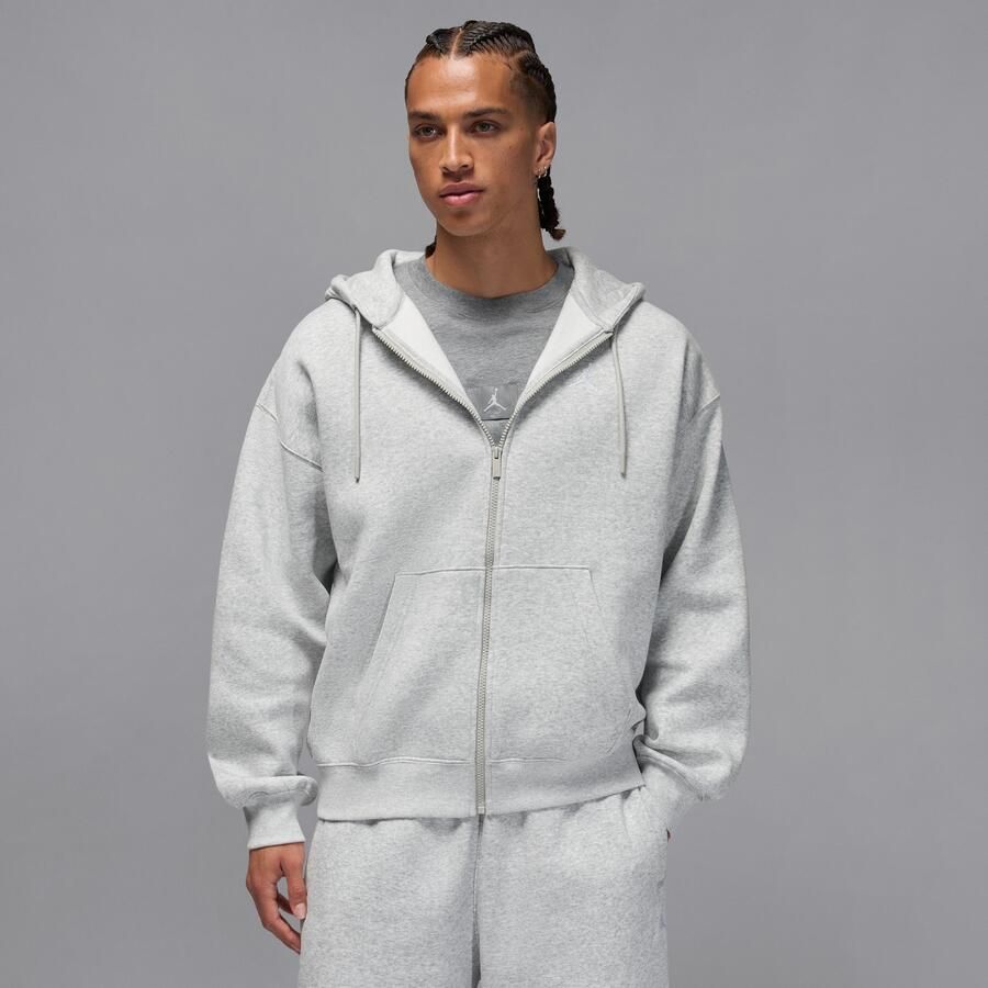 Jordan Brooklyn Fleece oversized hoodie met rits over de hele lengte voor heren Grijs - Foto 4
