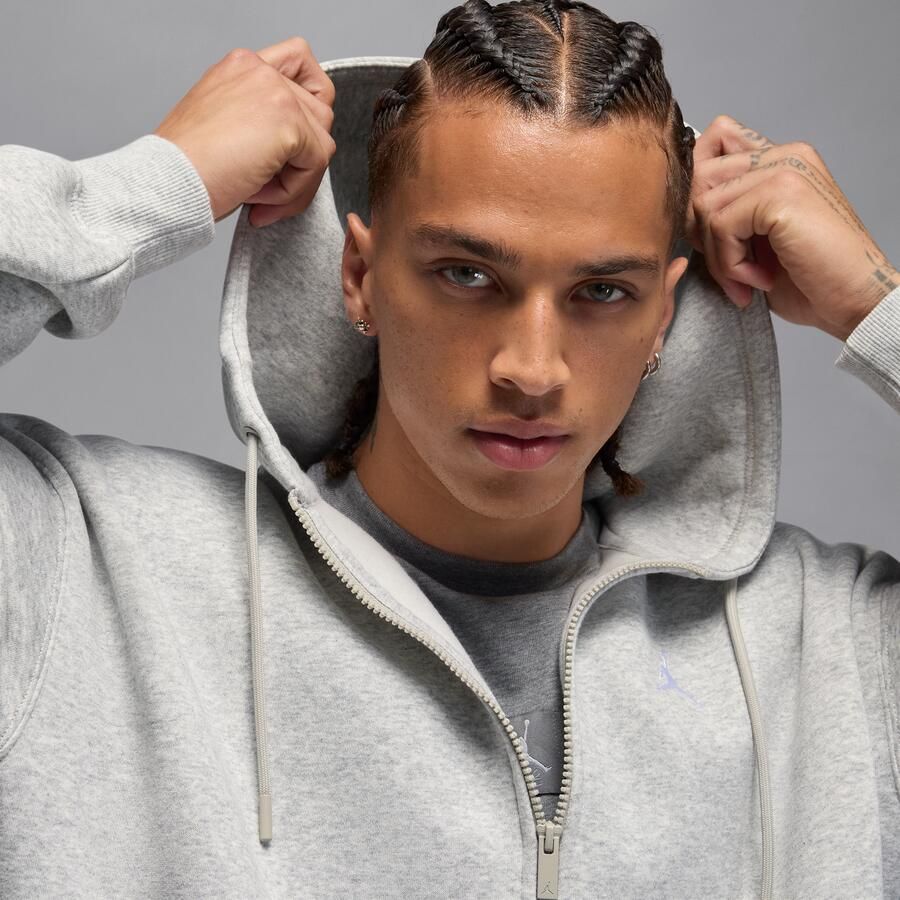 Jordan Brooklyn Fleece oversized hoodie met rits over de hele lengte voor heren Grijs - Foto 2