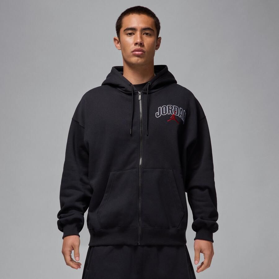 Jordan Brooklyn Fleece oversized hoodie met rits over de hele lengte voor heren Zwart - Foto 3