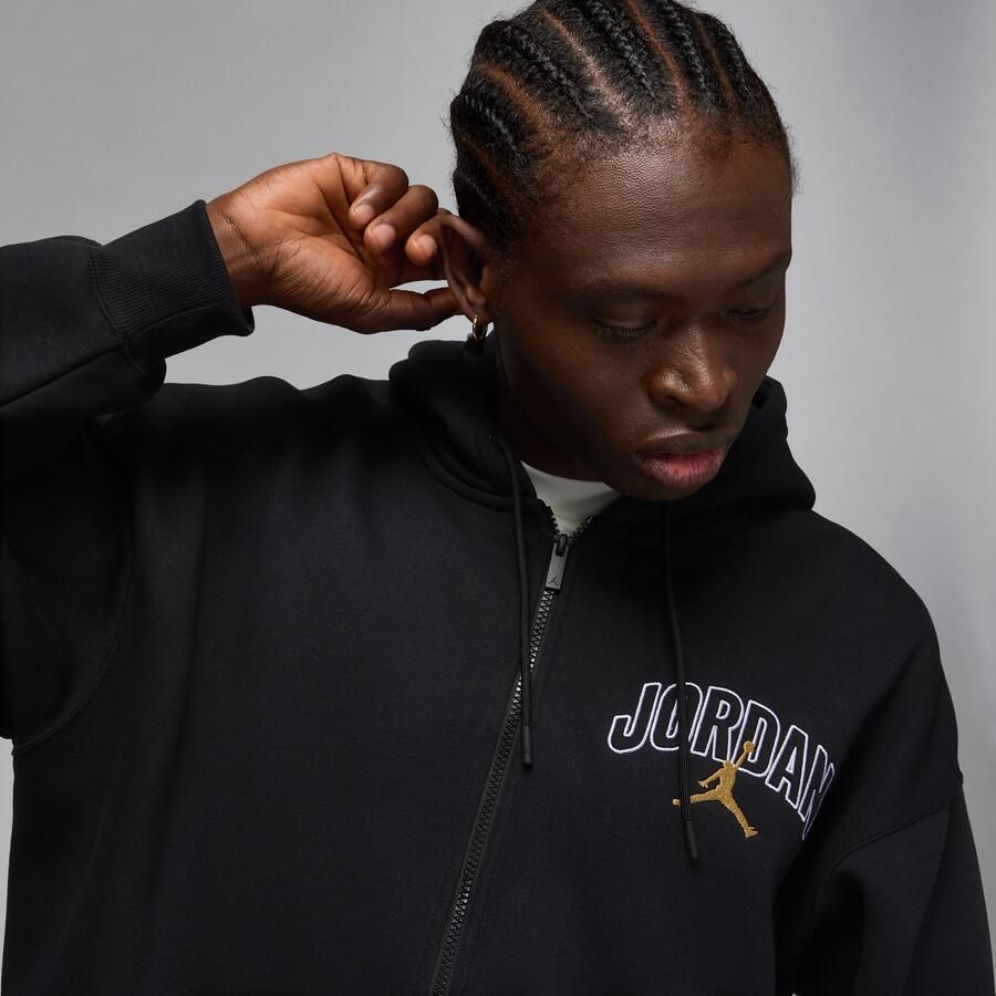 Jordan Brooklyn Fleece oversized hoodie met rits over de hele lengte voor heren Zwart - Foto 2