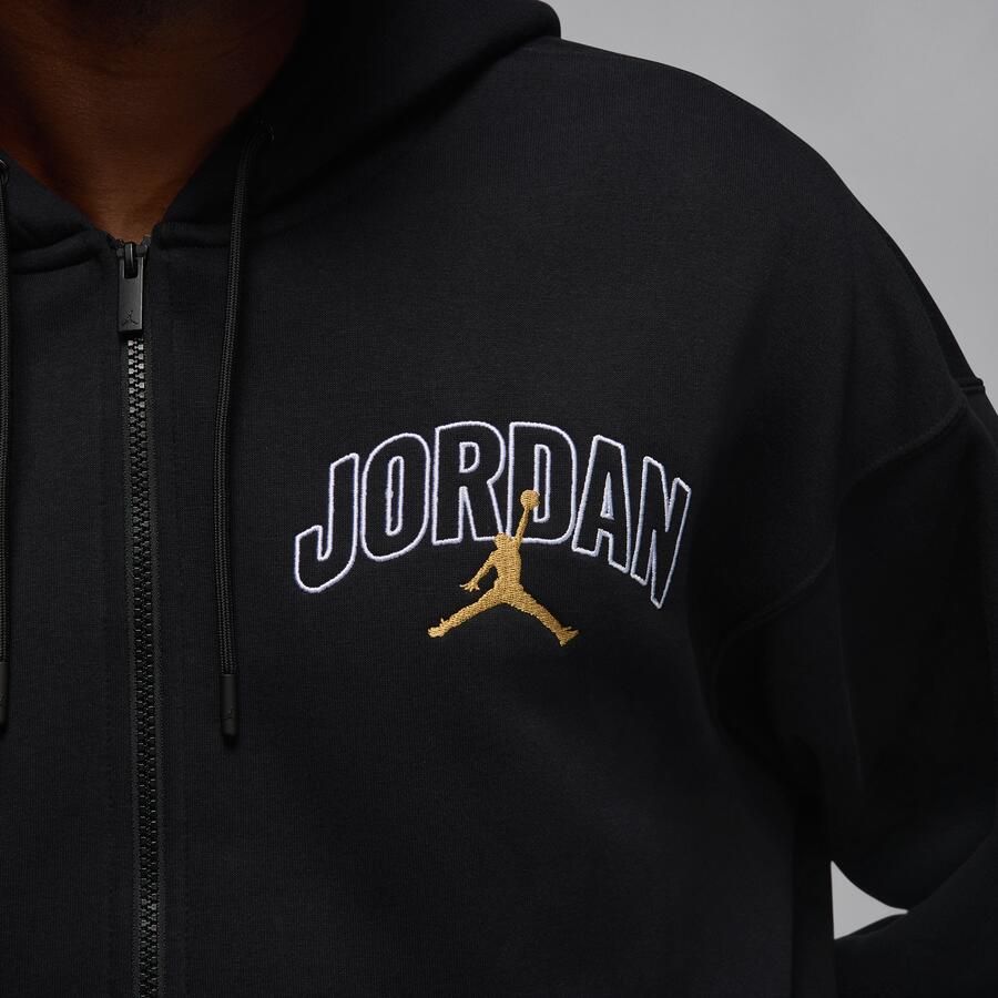 Jordan Brooklyn Fleece oversized hoodie met rits over de hele lengte voor heren Zwart - Foto 3