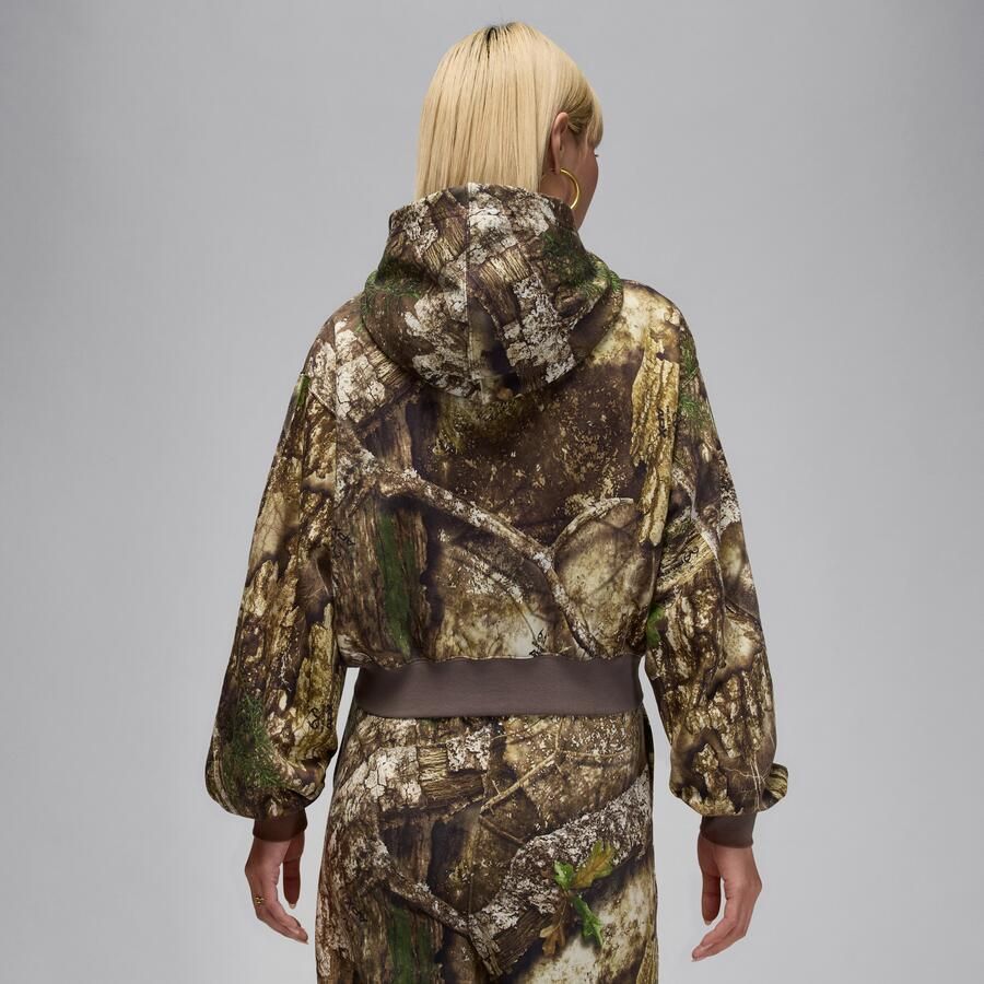 Jordan Brooklyn Fleece Realtree Mod cropped hoodie met rits voor dames Wit