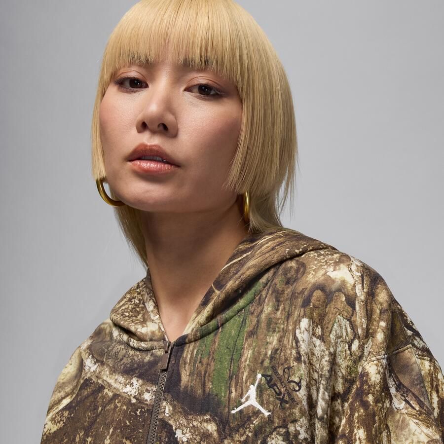 Jordan Brooklyn Fleece Realtree Mod cropped hoodie met rits voor dames Wit - Foto 2