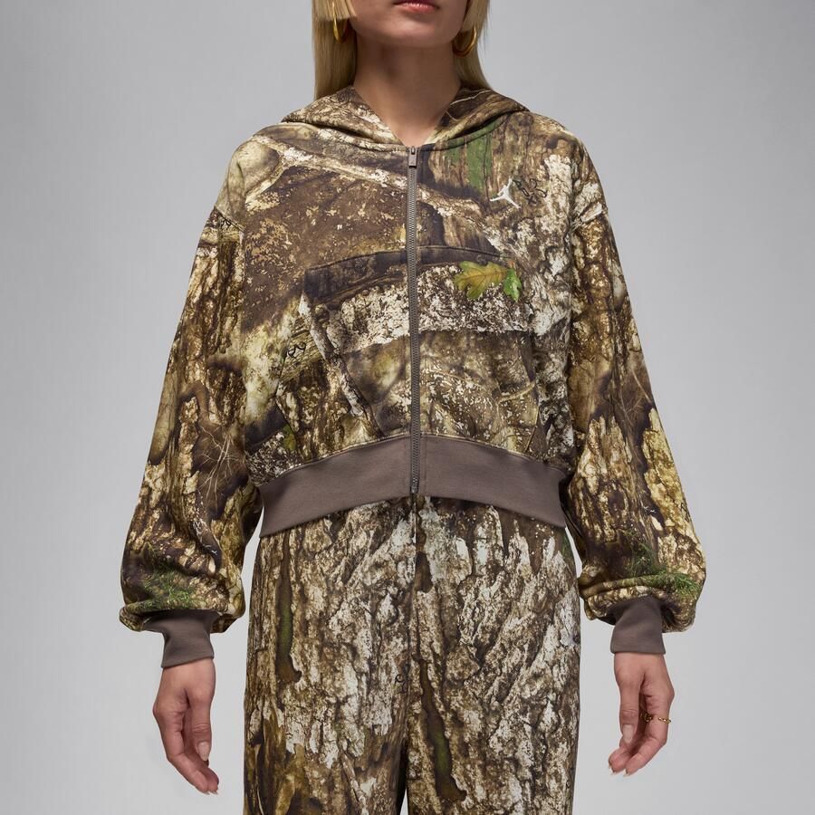 Jordan Brooklyn Fleece Realtree Mod cropped hoodie met rits voor dames Wit - Foto 3