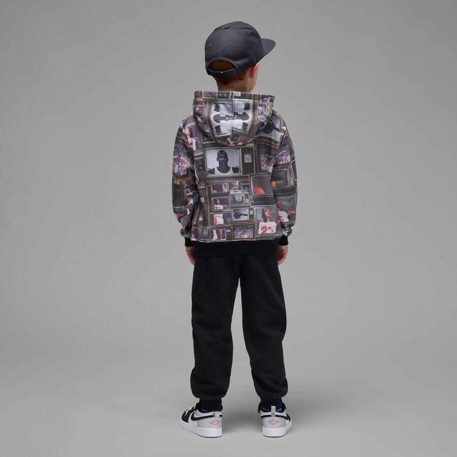 Jordan Brooklyn Fleece tweedelige set met print voor kleuters Zwart