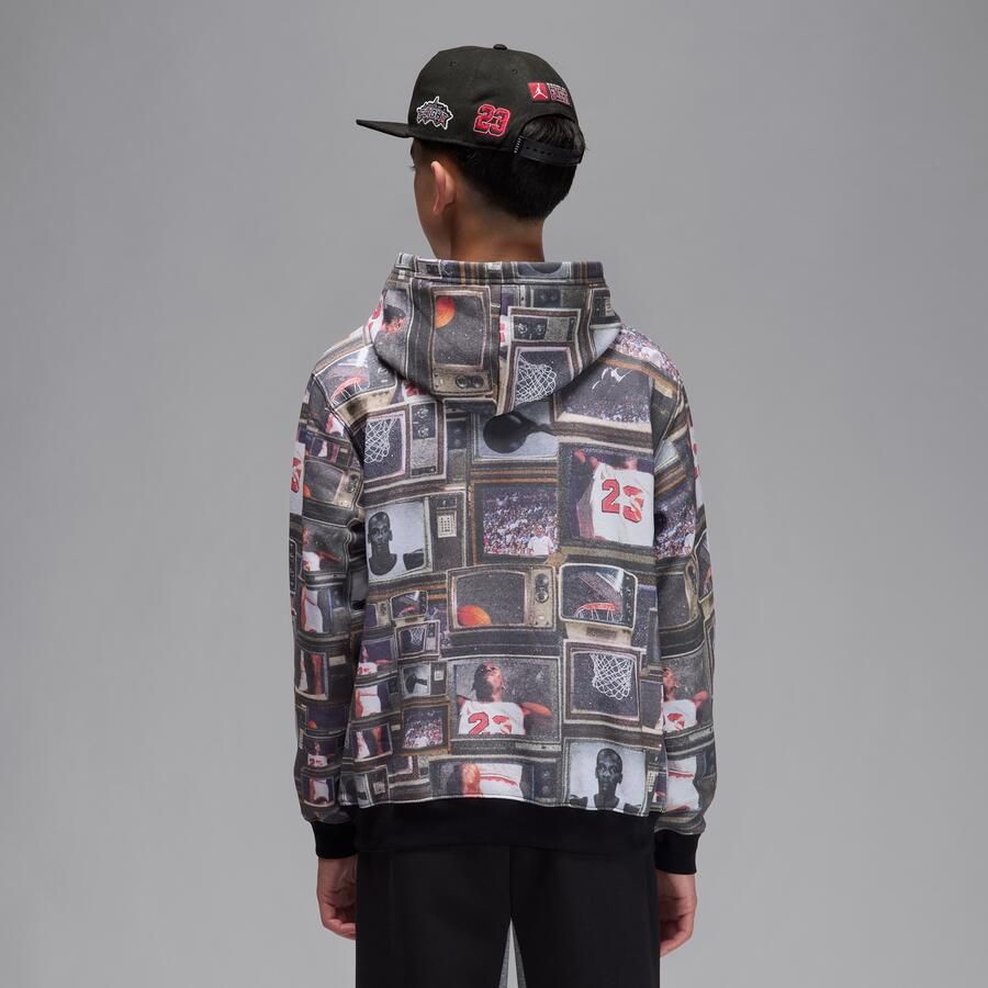Jordan Brooklyn hoodie van fleece met print voor kids Zwart