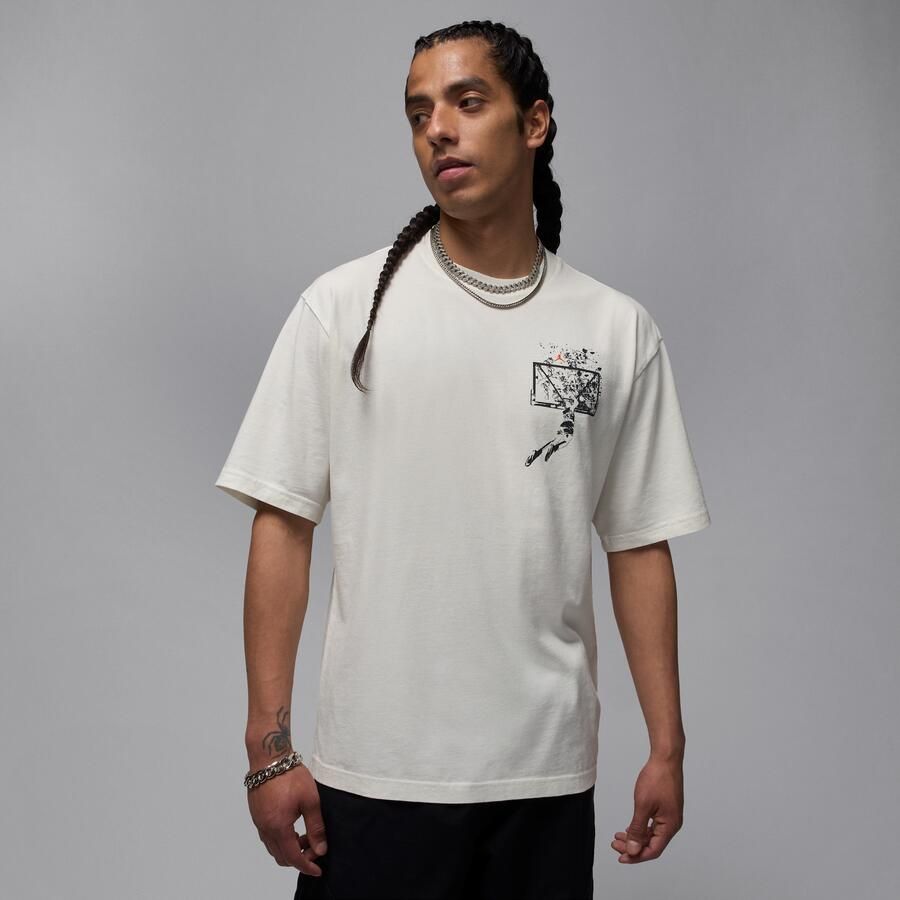 Jordan Brooklyn oversized T-shirt met graphic voor heren Wit