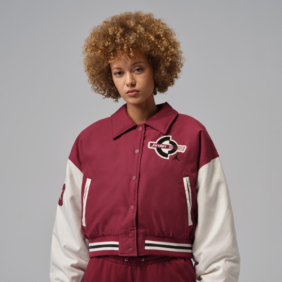 Jordan Brooklyn Therma-FIT varsityjack voor dames Rood - Foto 4