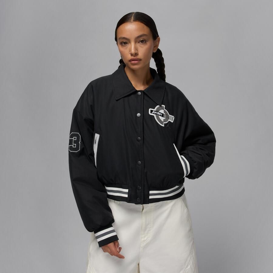 Jordan Brooklyn Therma-FIT varsityjack voor dames Zwart - Foto 4