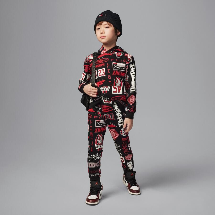 Jordan Brooklyn tweedelige set met hoodie van fleece met print voor kleuters Zwart - Foto 4