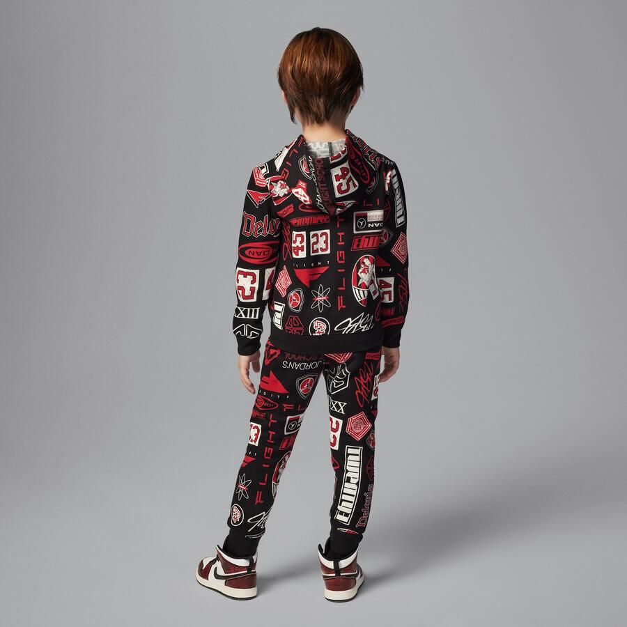 Jordan Brooklyn tweedelige set met hoodie van fleece met print voor kleuters Zwart