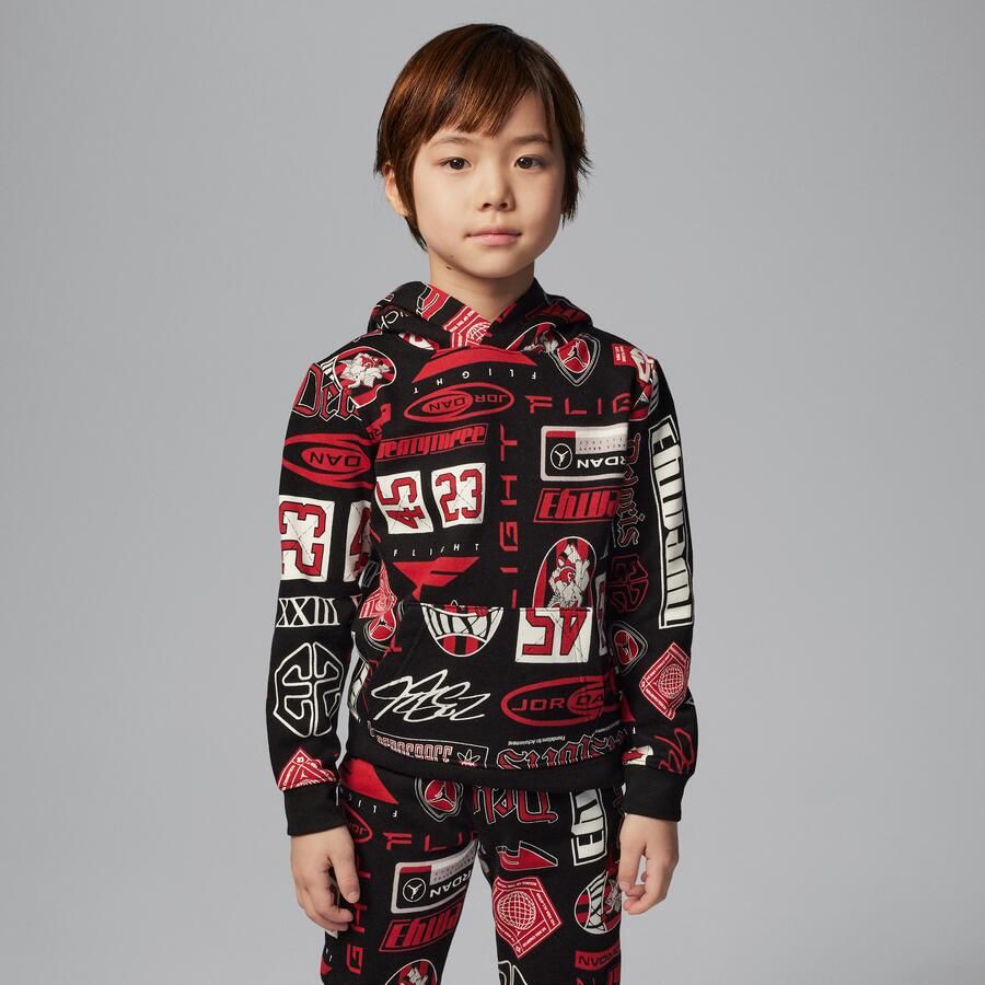 Jordan Brooklyn tweedelige set met hoodie van fleece met print voor kleuters Zwart - Foto 2