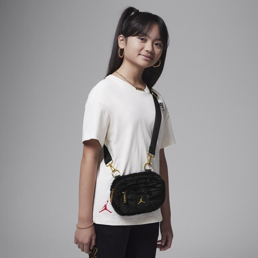 Jordan cameratas met imitatiebont voor kids (1 liter) Zwart