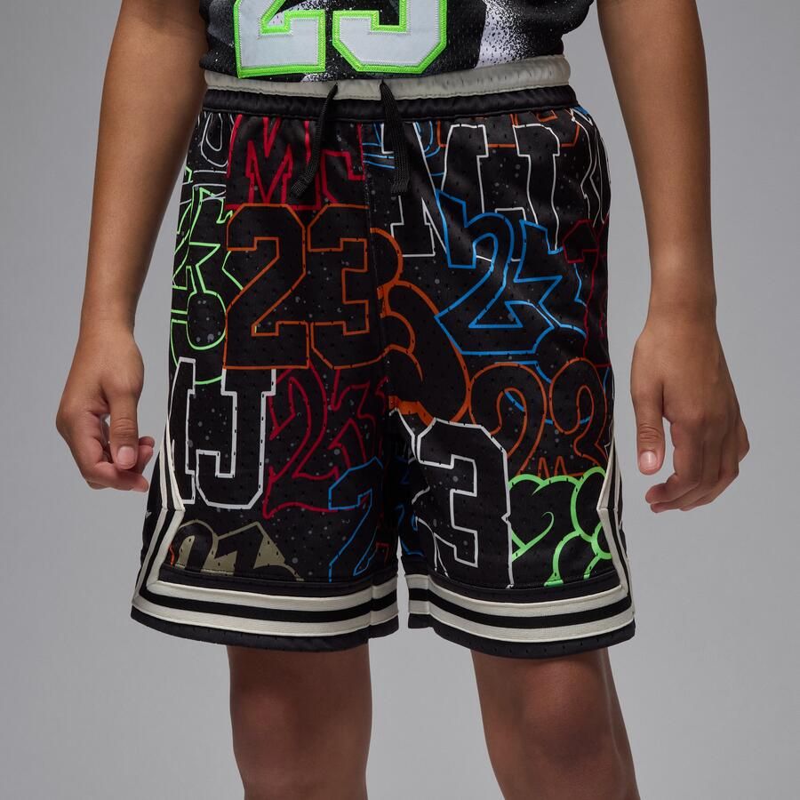 Jordan Dri-FIT MJ Sport Diamond kindershorts met print Zwart