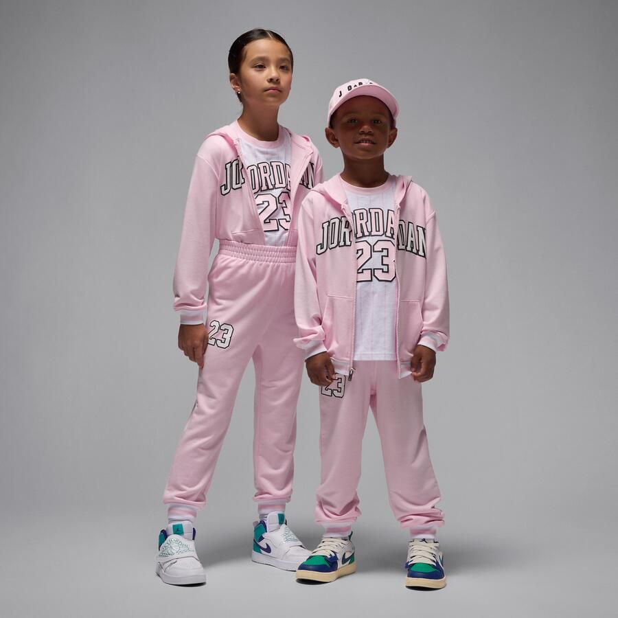 Jordan driedelige set van sweatstof met rits voor kleuters Roze - Foto 4