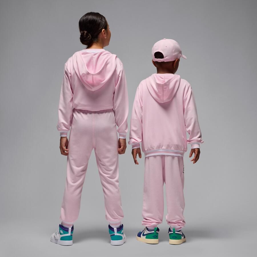Jordan driedelige set van sweatstof met rits voor kleuters Roze