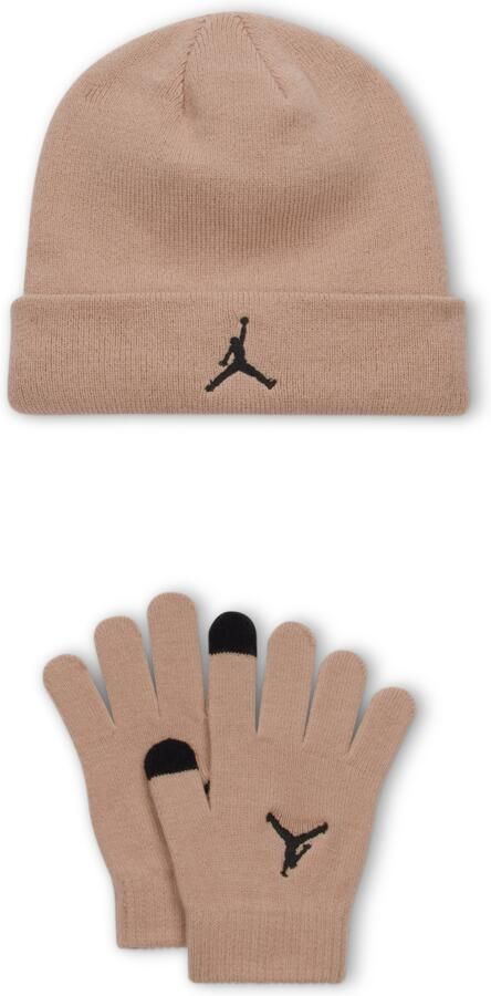 Jordan Essentials tweedelige beanieset voor kids Bruin - Foto 3