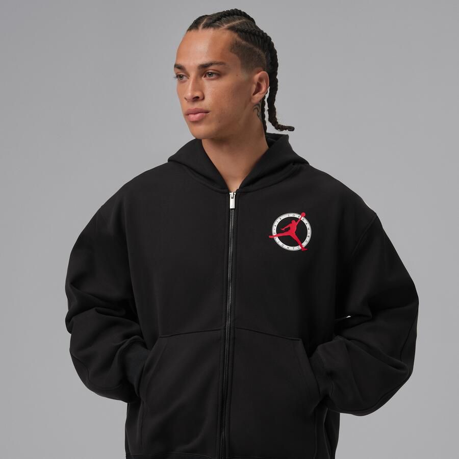 Jordan Flight Club Fleece knit sweatshirt met rits voor heren Zwart