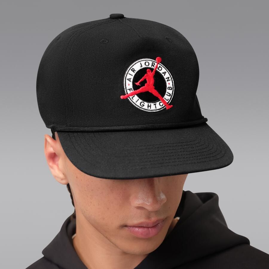 Jordan Flight Club Pro ongestructureerde pet met platte klep Zwart - Foto 3