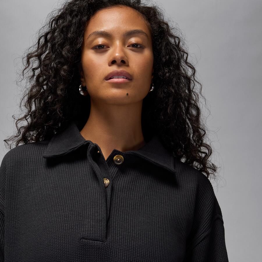 Jordan Flight damestop met wafelpatroon en lange mouwen Zwart - Foto 2