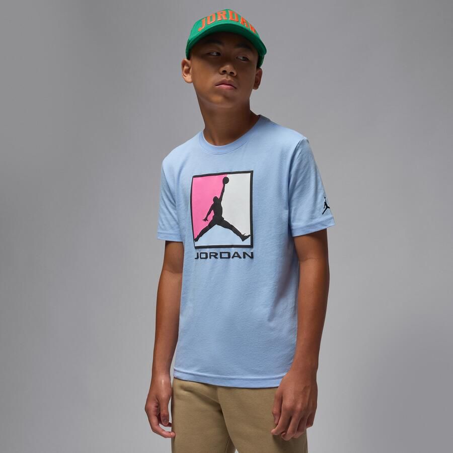 Jordan Flight Essentials T-shirt met boxed logo 3.0 voor kids Blauw - Foto 4
