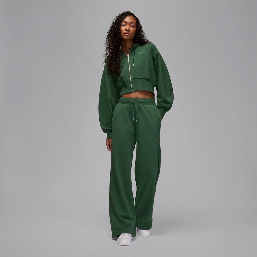 Jordan Flight Fleece damesbroek van sweatstof met open zoom Groen - Foto 3