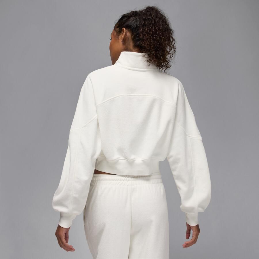 Jordan Flight Fleece damestop met korte rits Wit