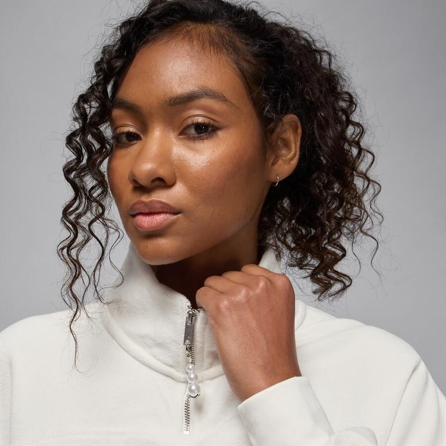 Jordan Flight Fleece damestop met korte rits Wit - Foto 2