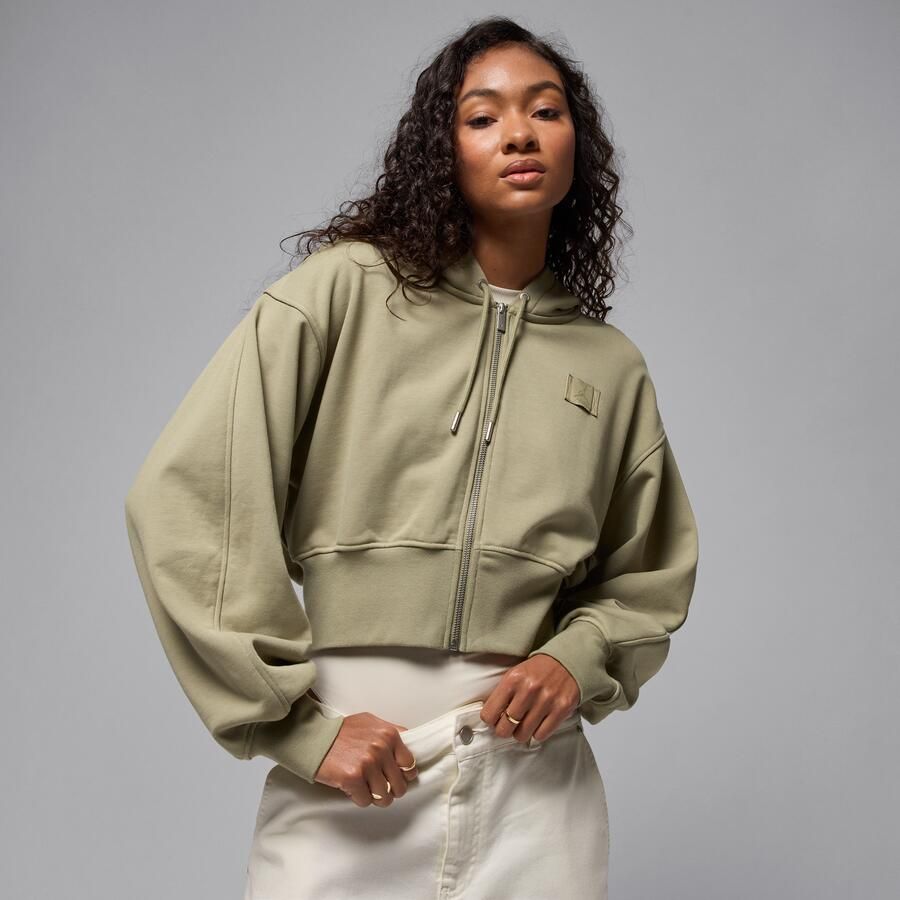 Jordan Flight Fleece korte hoodie met satijnen voering voor dames Bruin - Foto 4