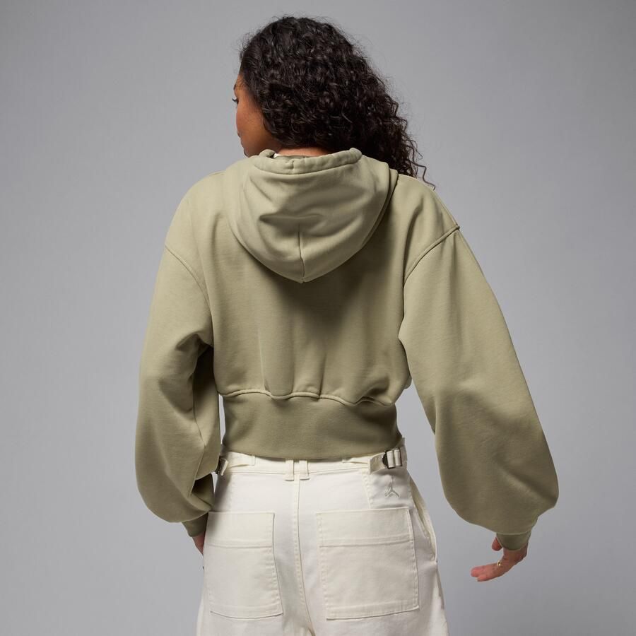 Jordan Flight Fleece korte hoodie met satijnen voering voor dames Bruin