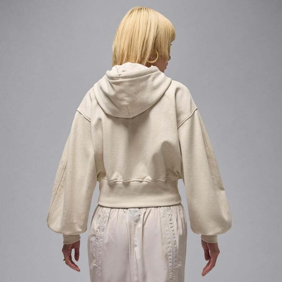 Jordan Flight Fleece korte hoodie met satijnen voering voor dames Bruin