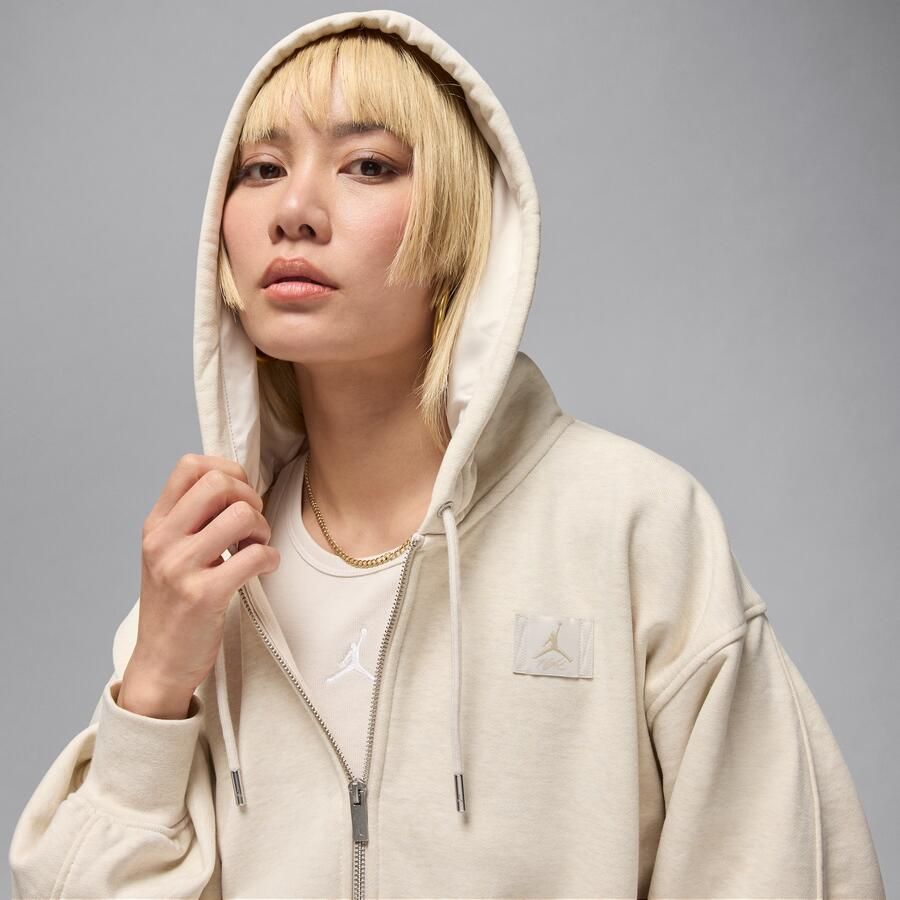 Jordan Flight Fleece korte hoodie met satijnen voering voor dames Bruin - Foto 2