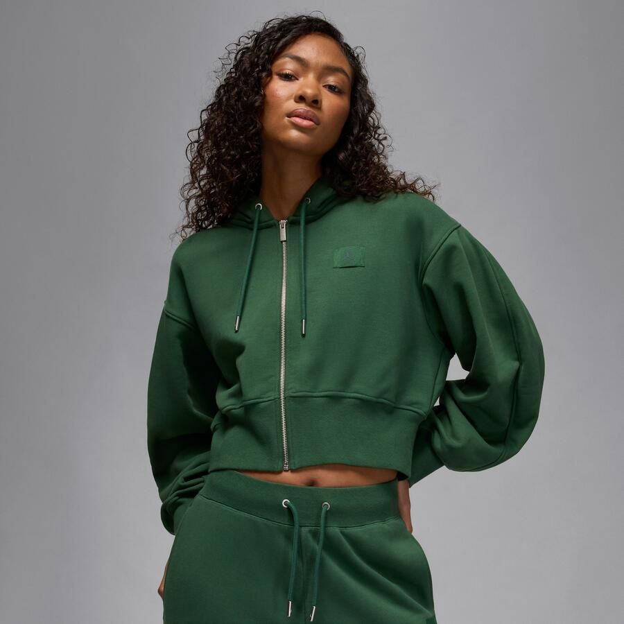 Jordan Flight Fleece korte hoodie met satijnen voering voor dames Groen - Foto 4