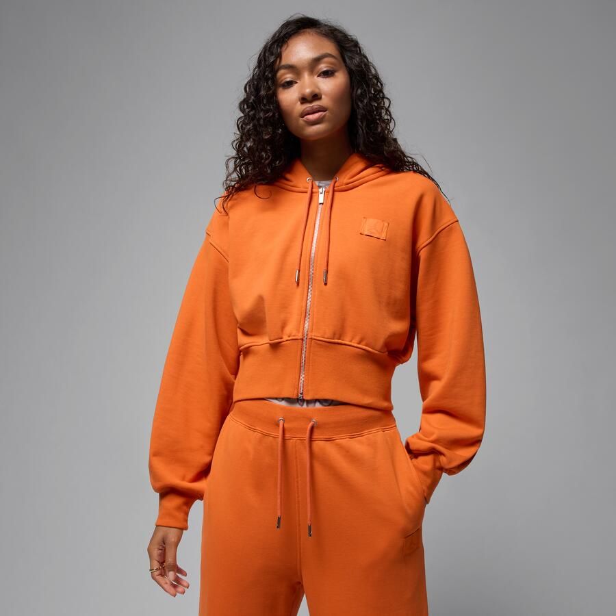 Jordan Flight Fleece korte hoodie met satijnen voering voor dames Oranje - Foto 4