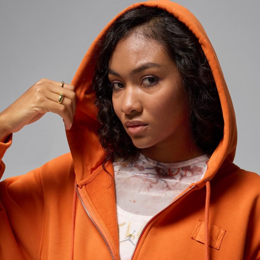 Jordan Flight Fleece korte hoodie met satijnen voering voor dames Oranje - Foto 2