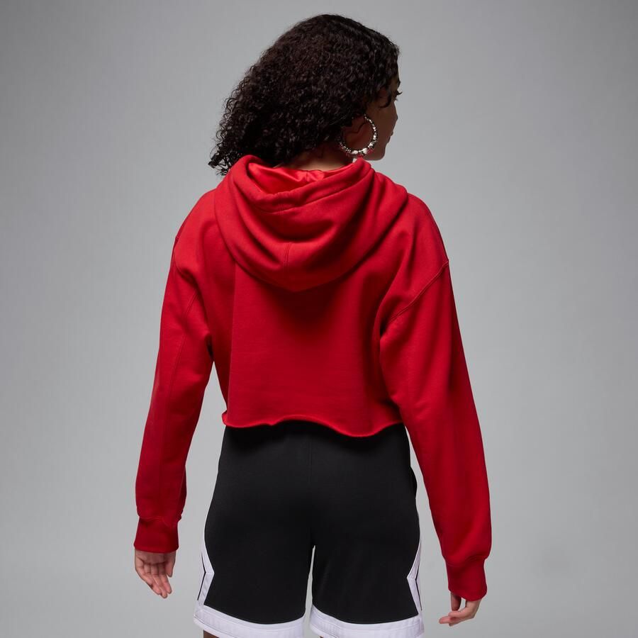 Jordan Flight Fleece korte hoodie met satijnen voering voor dames Rood - Foto 4