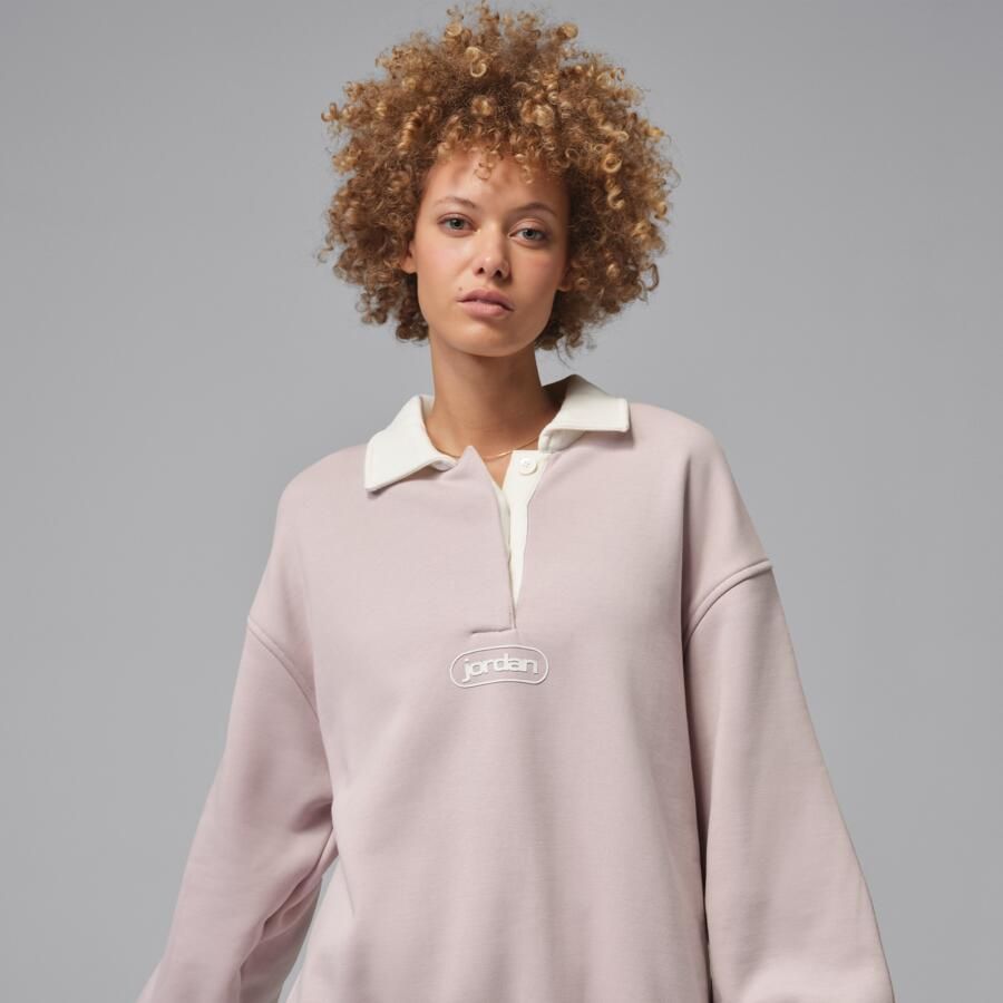 Jordan Flight Fleece Rugbytop voor dames Roze - Foto 4