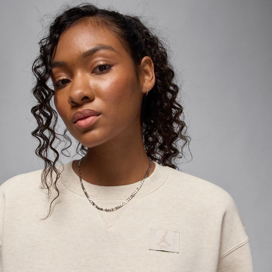 Jordan Flight Fleece sweatshirt met ronde hals voor dames Bruin - Foto 2