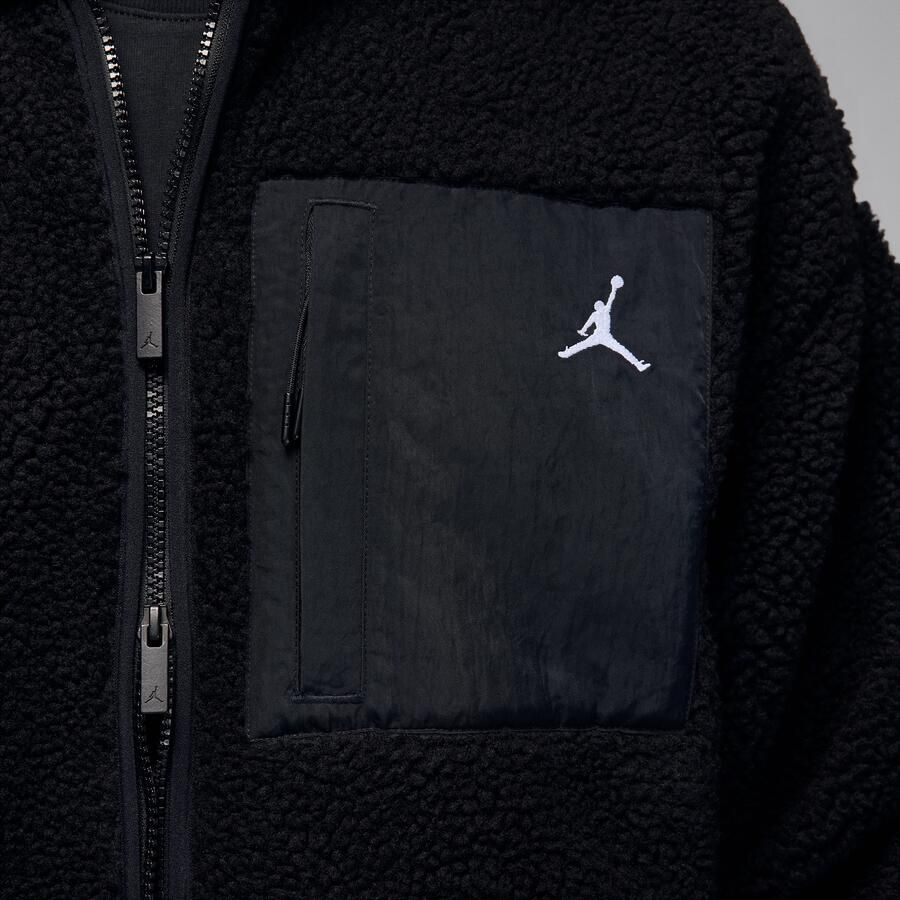 Jordan Flight High Pile Shearling jack voor heren Zwart - Foto 3
