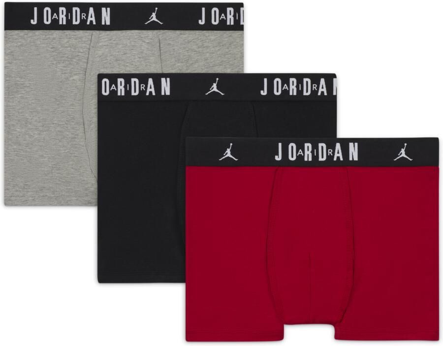 Jordan Flight katoenen boxershorts voor kids (3 stuks) Rood - Foto 3