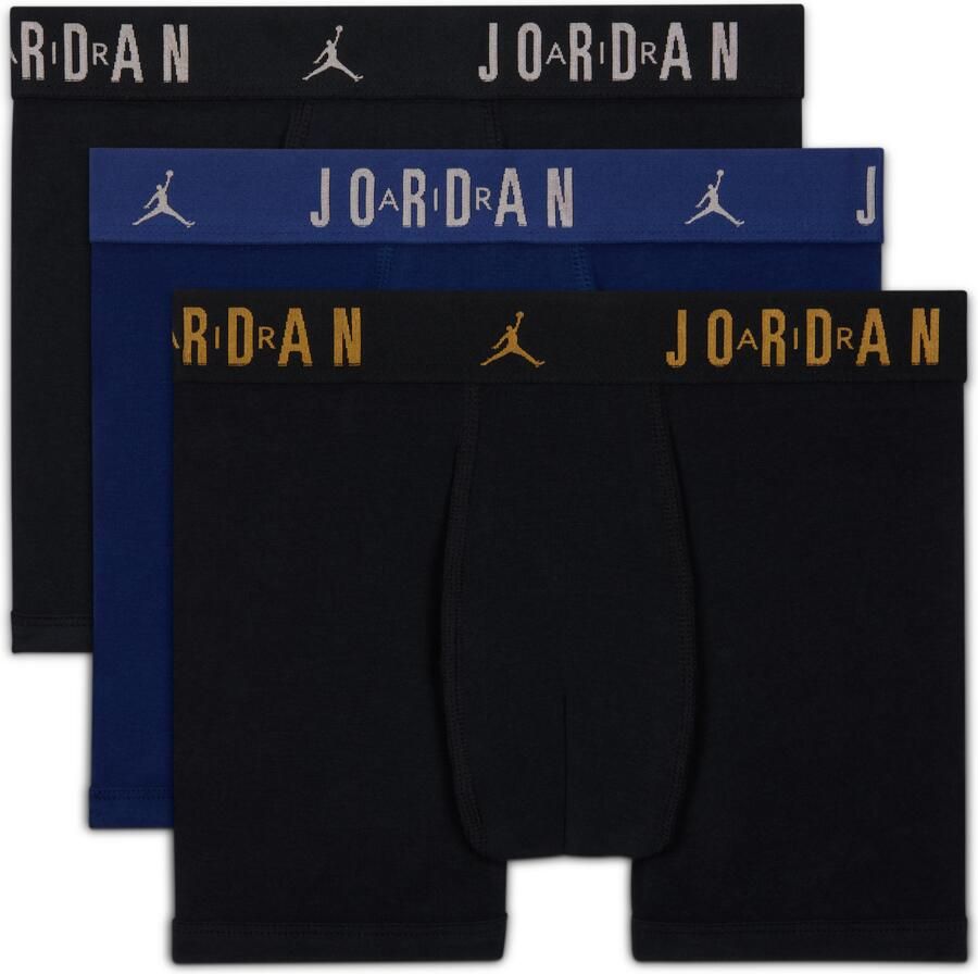 Jordan Flight katoenen boxershorts voor kids (3 stuks) Zwart - Foto 2