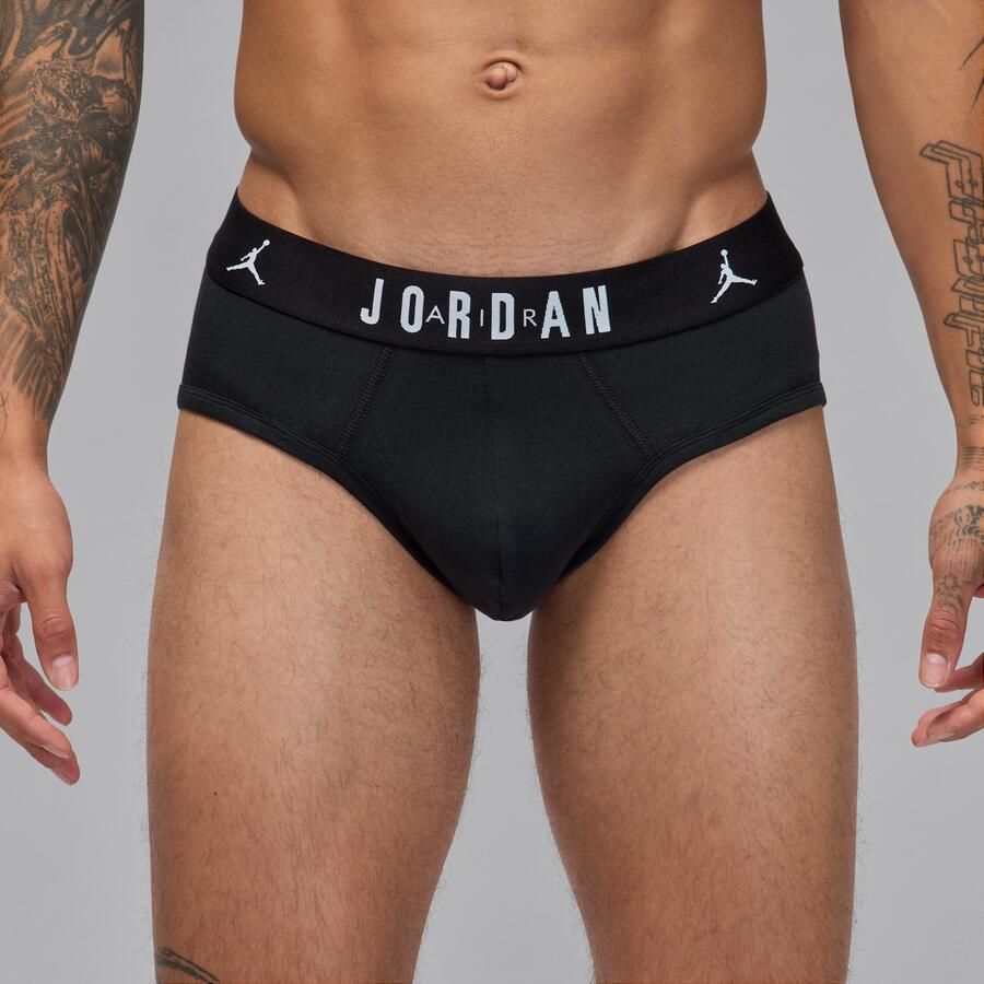Jordan Flight katoenen heupslips voor heren (3 stuks) Zwart