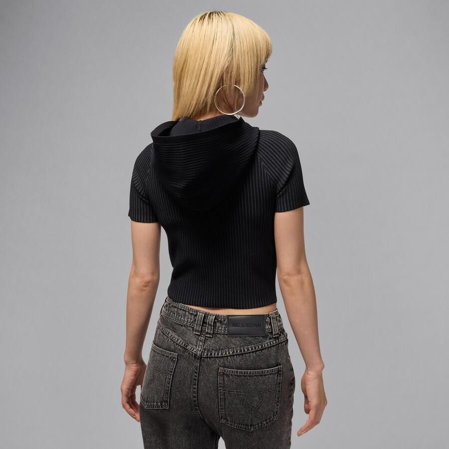 Jordan Flight knit damestop met rits over de hele lengte Zwart