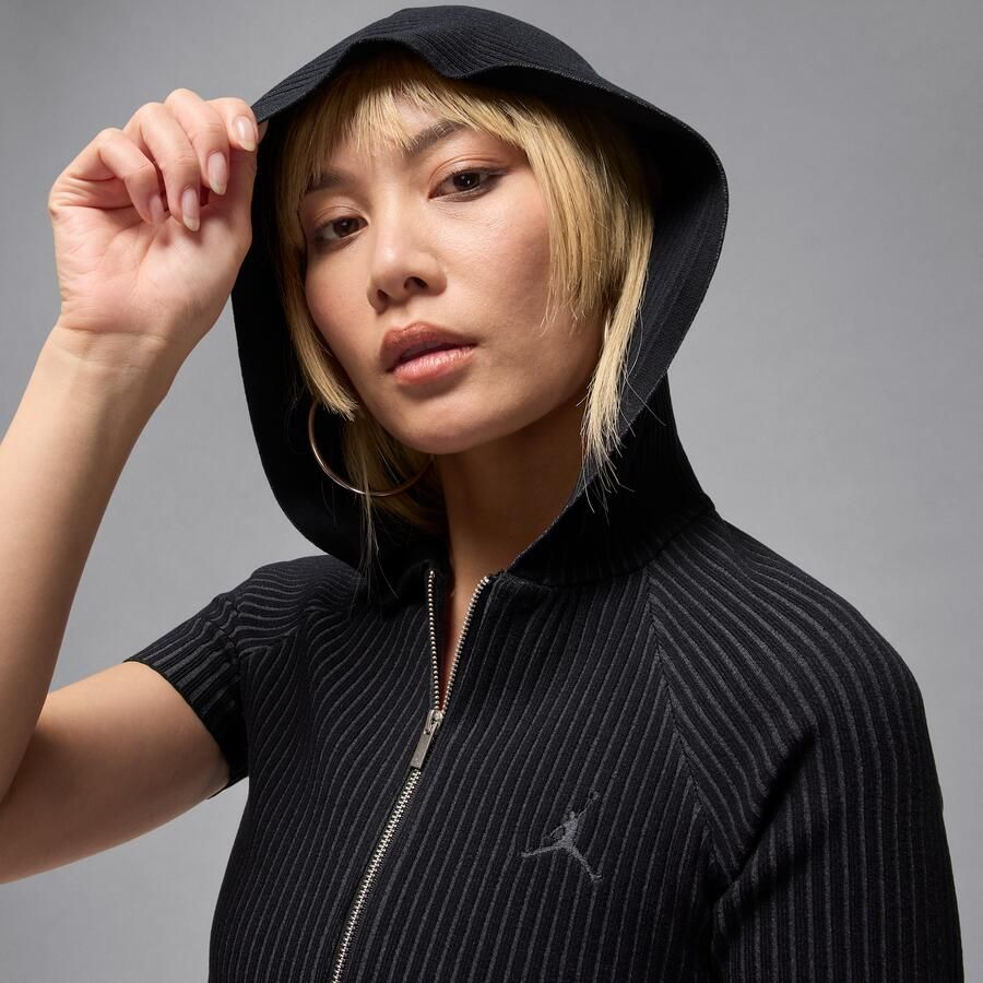 Jordan Flight knit damestop met rits over de hele lengte Zwart - Foto 2