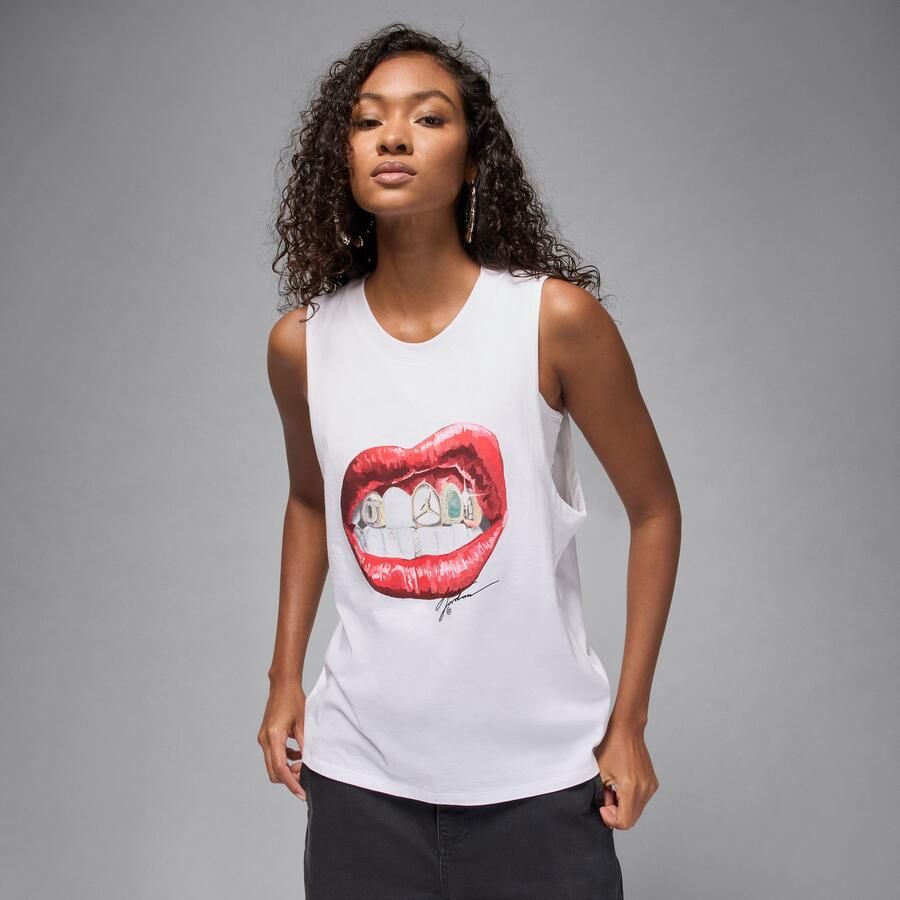 Jordan Flight mouwloos T-shirt met graphic voor dames Wit - Foto 4